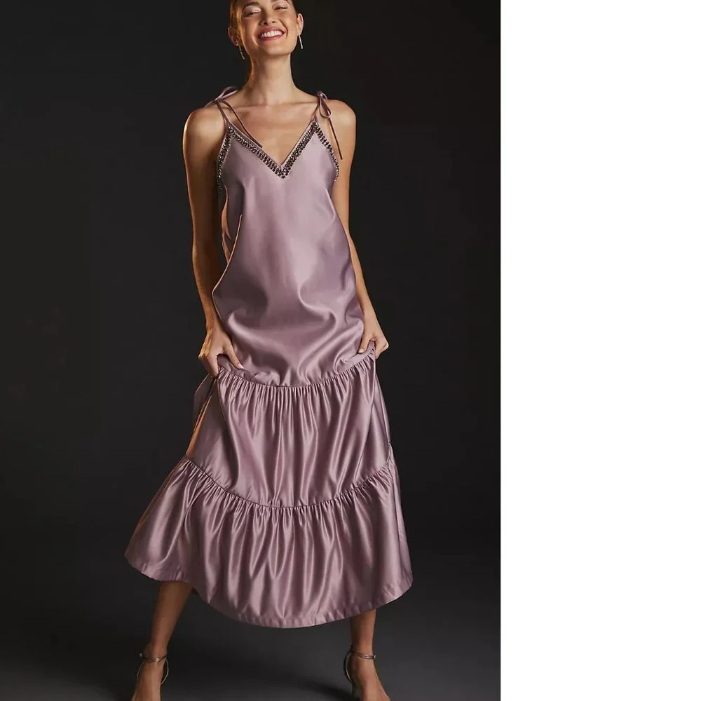 Anthropologie Dhruv Kapoor Tiered V-Neck Dress